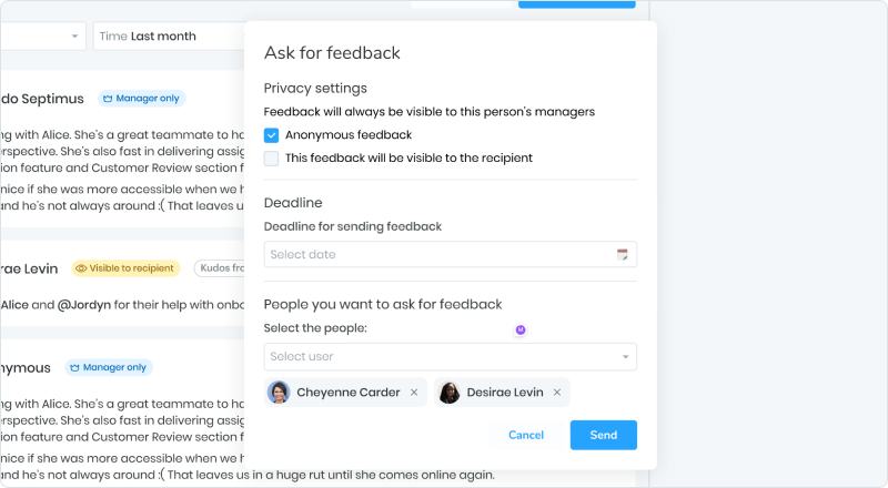 Select Feedback Providers and Privacy Settings